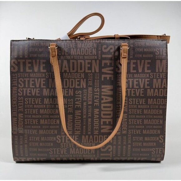 NEW Steve Madden Women's Large Blivia-Printed Logo Tote Bag with Pouch NWT $118 - Picture 3 of 6